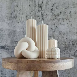 Riesiges Trio aus gerippten Stumpenkerzen I Ästhetisches Dekor aus Sojawachs I Einzigartiges Geschenk I Home Decor Geschenke