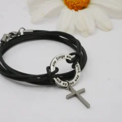 New Ring des Glaubens dein Konfirmationskreuz einmal anders,  mit Leder Schmuck