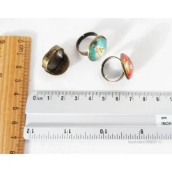 Online Ring verstellbar bronzefarben, Glas Cabochon mit Motiv Winter Schneemann, Zuckerstange, Weihnachtsring, BuntMixxDESIGN Weihnachtsgeschenke