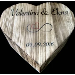 Best RINGBOX aus HOLZ HERZ Ringkissen personalisiert Vintage Hochzeit Rustikale Deko Ringschachtel Eheringe Ringkästchen Ringschatulle Aufdruck Ringkissen