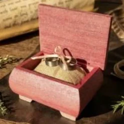 Ringkissen|Keetjes Küstenmanufaktur Ringbox hellrot Holz mit Ringkissen personalisierbar mit Monogramm Datum Ehering Hochzeit Ringkästchen Ringträger