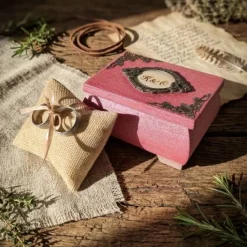 Ringkissen|Keetjes Küstenmanufaktur Ringbox hellrot Holz mit Ringkissen personalisierbar mit Monogramm Datum Ehering Hochzeit Ringkästchen Ringträger