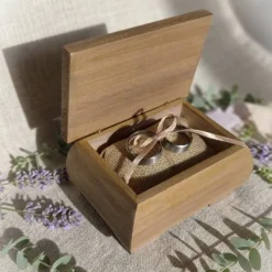 Ringkissen|Keetjes Küstenmanufaktur Ringdose hellbraun gold mit Ringkissen personalisierbar mit Monogramm Datum Ringbox Hochzeit Ringkästchen Ringträger