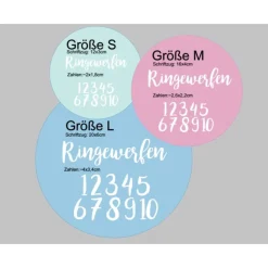 Online Ringewerfen-Aufkleber-Set Zahlen von 1-10 und Schriftzug - Schriftarten & Farben zur Auswahl -Hochzeit DIY Spiele Garten Hochzeitsdeko