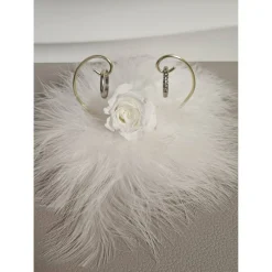 Best Ringhalterer Hochzeit weiß Federn Infinityrose Ringkissen