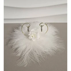 Best Ringhalterer Hochzeit weiß Federn Infinityrose Ringkissen