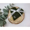 Outlet Ringkissen Moosherz auf Birkenscheibe mit Perlenherzen und Spitze - Vintagestil Ringkissen