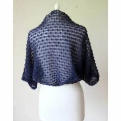 Discount Ärmelbolero aus Kid-Mohair in Dunkelblau, gestrickter Shrug Halbarm, festliches Jäckchen für Damen, Trachtenhochzeit Brautstolen & -Boleros