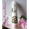 New Romantische HOCHZEITSKERZE  mit Rosenbouquet und Satinband Hochzeitskerzen