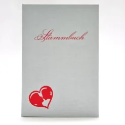 Hochzeitsgästebuch|Buchbinderei Frühauf Romantisches Stammbuch Standardformat Herz mit küssendem Brautpaar