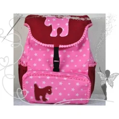 Best Rosa Rucksack mit Hunden und Sternen, für Kinder ab 6 Jahren, handgenäht Kinder Kinderrucksack