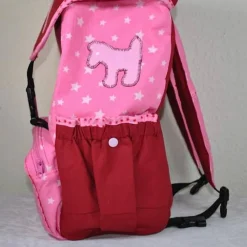 Best Rosa Rucksack mit Hunden und Sternen, für Kinder ab 6 Jahren, handgenäht Kinder Kinderrucksack