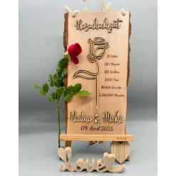 Gastgeschenke|Franzis Creative World Rosenhochzeit Geschenk personalisiert – 10 Jahre Ehe | Handmade Holzbild Unikat zur Hochzeit