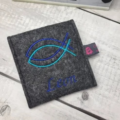 New Rosenkranztasche Fische mit Name. Kommunion Gotteslobhülle