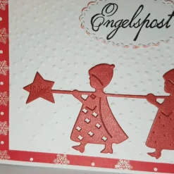 Weihnachtskarten|Rosarium Rote Engel bringen die Weihnachts-Karte mit Weihnachts-Grüßen Handmade