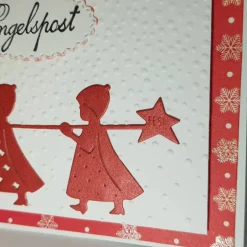 Weihnachtskarten|Rosarium Rote Engel bringen die Weihnachts-Karte mit Weihnachts-Grüßen Handmade