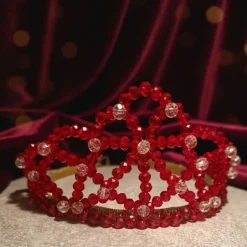 Brautschmuck|Scent of Beauty Design Rote Perlenkrone – Handgemachtes Diadem für Braut, Ball, Shooting & Cosplay | Red Queen