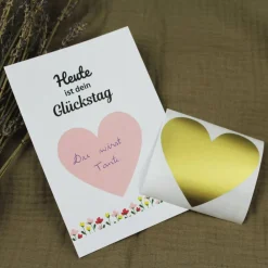Best Rubbelkarte Rubbellose selber machen Gutscheinkarten zum Selbstausfüllen Schwangerschaftsankündigung Valentinstag Mutter Einladungskarten