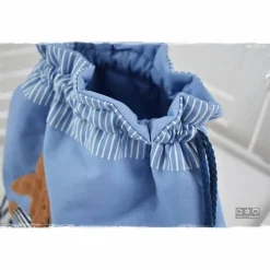 Online Rucksack/Beutel blau mit Hase, Fußball und Wunschname Kinder Turnbeutel