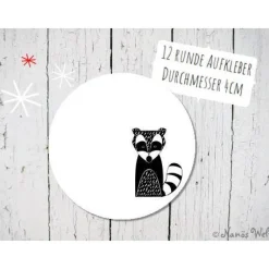 Sale Runde Papieraufkleber zum Selbstbeschriften mit niedlichem Dachs in schwarz-weiß 4cm Sticker & Aufkleber