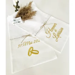 Clearance Ruschnik Brottuch zur Hochzeit mit Namen bestickt in Gold Hochzeitsdeko