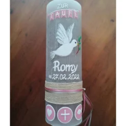 Hot RUSTICA VINTAGE-Look SHABBY Rustikal Taufkerze Taube Mädchen Junge Kerze keine Folie Wachsbeschriftung Taufkerzen