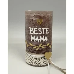 Dekoration|Babyprince RUSTICA, VINTAGE-Look, SHABBY, Rustikal, Muttertag, Vater, Vatertag, Muttertagskerze, keine Folie, Wachsbeschriftung, Fa