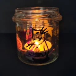 Deko Halloween|RoBo-Abenteuer SALE -30% (Code: NEUEABENTEUER) |  Handbemaltes Glas mit Hexenkätzchen – vielseitig als Windlicht oder Stiftehalter