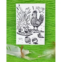 Outlet SALE -30% (Code: NEUEABENTEUER) | Lustige Osterpostkarte mit Huhn Huch, das war wohl zu viel! Osterkarten