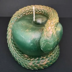 Best SALE -30% (Code: NEUEABENTEUER) | Handgegossene Kerze Apfel mit Schlange – einzigartiges Unikat aus recyceltem Wachs Deko Halloween