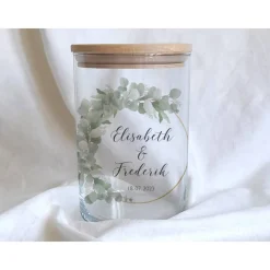 Discount Sandzeremonie Glas mit Holzdeckel Hochzeitsbrauch Windlicht Design Eukalyptus links Accessoires