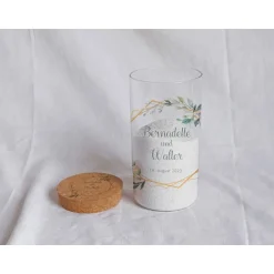 Accessoires|Das Moment Sandzeremonie Glas mit Holzdeckel Hochzeitsbrauch Windlicht Design Bernadette