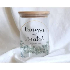 Outlet Sandzeremonie Glas mit Holzdeckel Hochzeitsbrauch Windlicht Design Eukalyptus unten Accessoires
