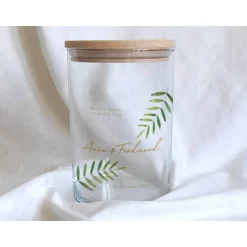 Accessoires|Das Moment Sandzeremonie Glas mit Holzdeckel Hochzeitsbrauch Windlicht Design Farn