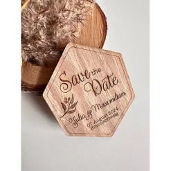 Einladungskarten|Heerings Craft Cottage Save the Date Magnet aus Holz, originelle Karte zur Hochzeitseinladung, personalisiert