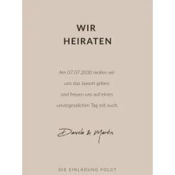 Outlet Save-the-Date Karten "Pastellsand", Postkarten 105 x 148 mm Einladungskarten