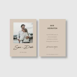 Einladungskarten|Everlong Design Save-the-Date Karten "Pastellsand", Postkarten 105 x 148 mm