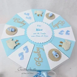 Geldgeschenke|CreativAnita Schachteltorte Torte BABY HELLBLAU Taufe Geburt