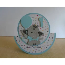 Sale Schaukelkarte 1.Geburtstag Glückwunschkarte Junge Geburtstag Elefant Hellblau Kindergeburtstag Kinder Glückwunschkarten