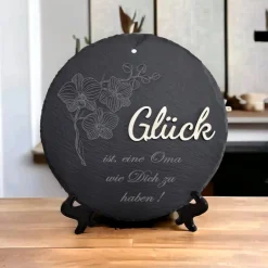 Best Schiefer und Holz / personalisierbare Schieferplatte mit Gravur und Holzdekor / 3D / Geschenk für Ehefrau, Tochter Geschenke