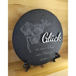 Best Schiefer und Holz / personalisierbare Schieferplatte mit Gravur und Holzdekor / 3D / Geschenk für Ehefrau, Tochter Geschenke