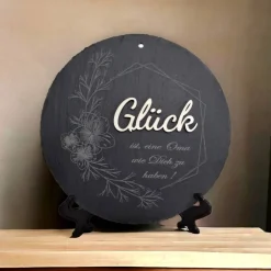 Best Schiefer und Holz / personalisierbare Schieferplatte mit Gravur und Holzdekor / 3D / Geschenk für Ehefrau, Tochter Geschenke
