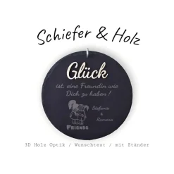 Geschenke Für Männer|GET YOUR BOXX Schiefer und Holz / personalisierbare Schieferplatte mit Gravur und Holzdekor / Geschenk für beste Freundin
