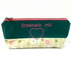 Discount Schlampermäppchen "Erzieherin mit Herz", Federmäppchen, Stifte Mäppchen Kinder Federmäppchen