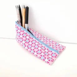 Outlet Schlampermäppchen, Federmäppchen rosa/ blau dreieckig Kinder Federmäppchen