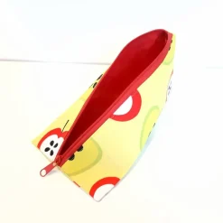 Discount Schlampermäppchen, Federmäppchen gelb mit Äpfel, dreieckig Kinder Federmäppchen