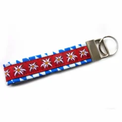 Accessoires|GaHiBu Schlüsselanhänger Schlüsselband "Edelweiß" in weißblau mit schwarz, dunkelgrün, dunkelrot, rot oder hellbeige