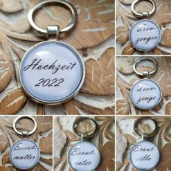 Accessoires|Die Schmuckkiste Schlüsselsanhänger Brautzilla Hochzeit schwarz weiß Cabochon silberfarbe Fassung 25mm lustiges Geschenk