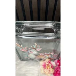 Sale Schöne Spardose mit Rehe Motiv Glasbaustein Glasbaustein-Spardose Geschenke