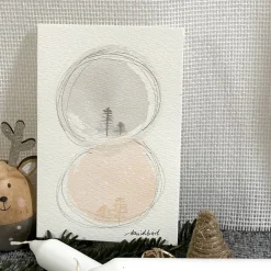 Best Schöne Weihnachtskarte mit Winterlandschaft - handgemalte Karte (A6) mit hochwertigen Aquarellfarben Weihnachtskarten